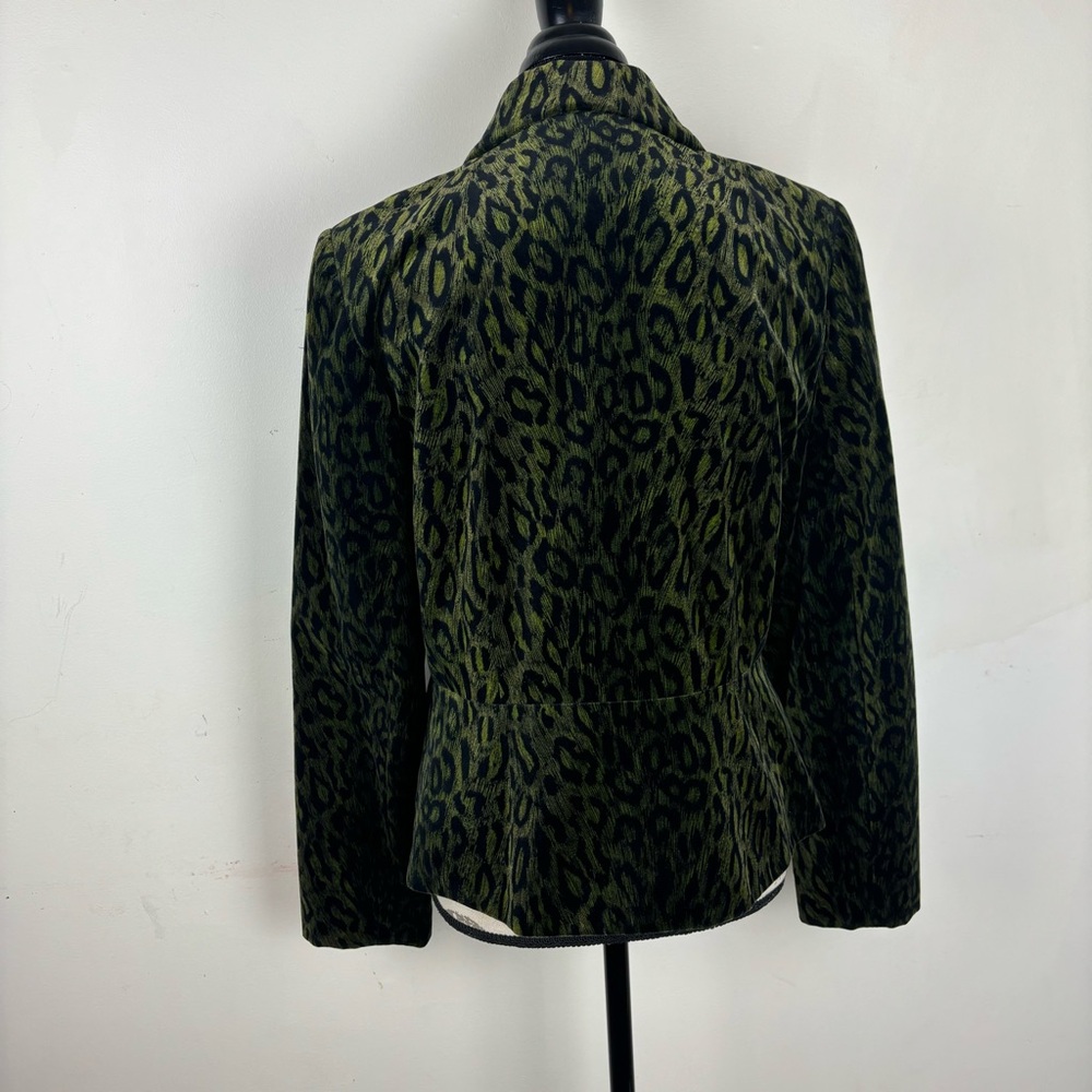 Anthro-Anthracite Leopard print green velvet blazer w/peacock pin-Woman’s 10-EUC - Picture 5 of 14